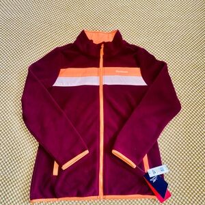 Mens Reebok Maroon and Orange Zip-Up Outwear Fleece Jacket